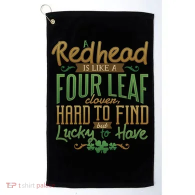 Lucky Redhead Four Leaf Clover Golf Towel