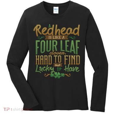 Lucky Redhead Four Leaf Clover Women's Long Sleeve Shirt