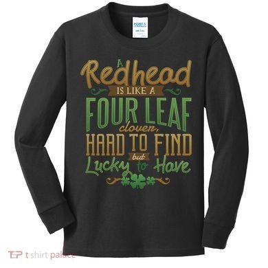Lucky Redhead Four Leaf Clover Kids Long Sleeve Shirt