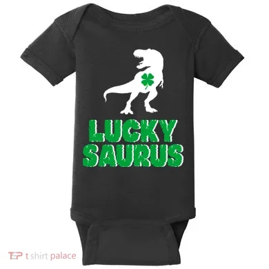 Lucky Saurus Dinosaur  Baby Bodysuit