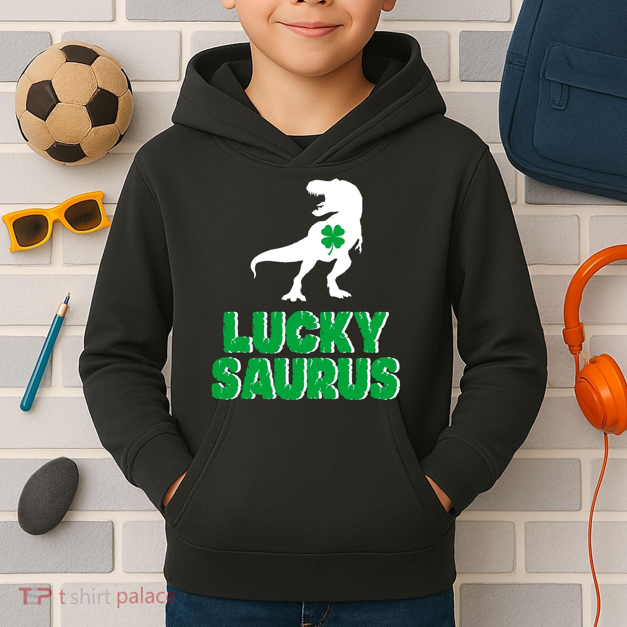 Lucky Saurus Dinosaur  Kids Hoodie