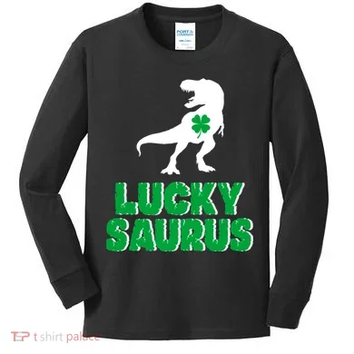 Lucky Saurus Dinosaur Kids Long Sleeve Shirt