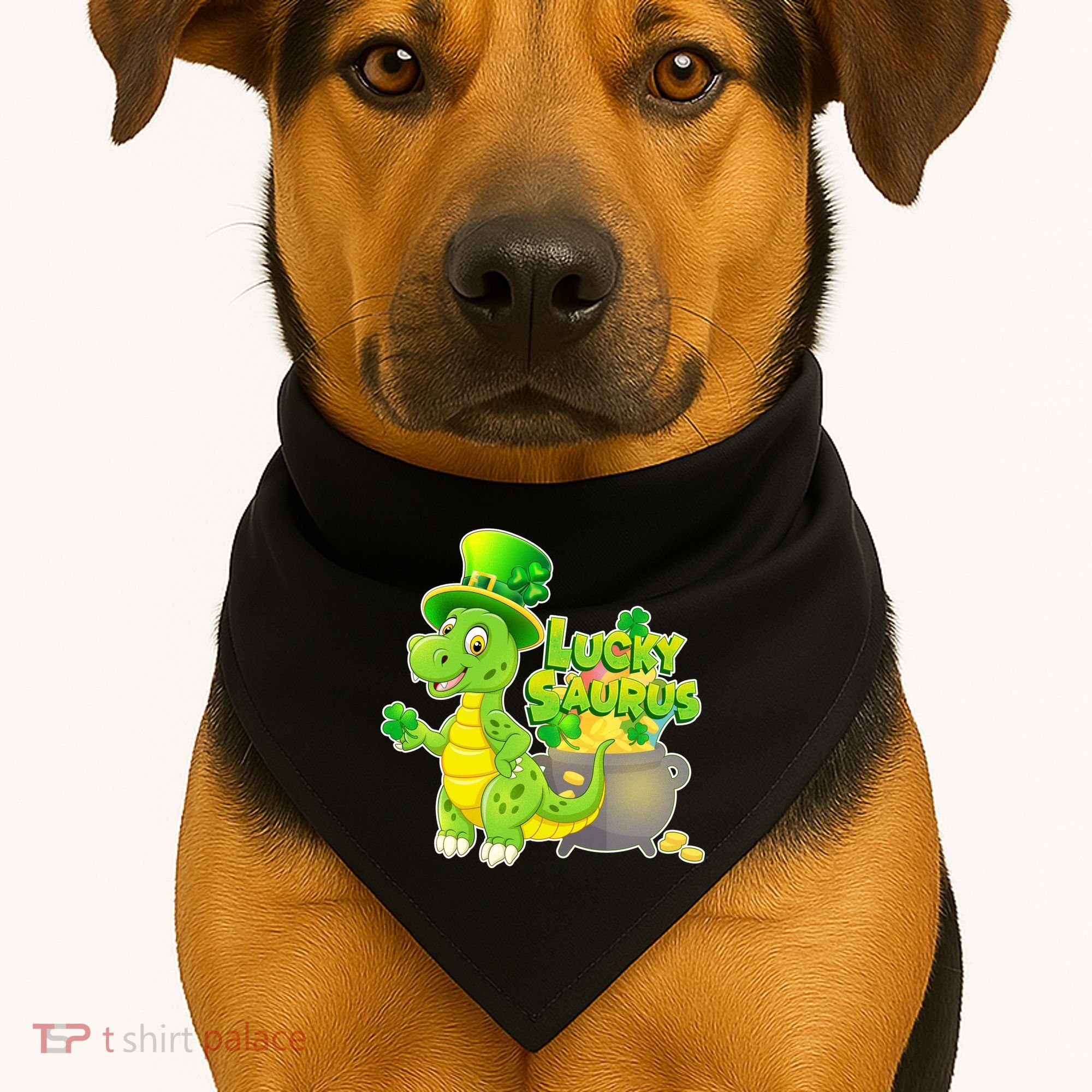 Lucky-Saurus St Patrick's Day USA-Made Doggie Bandana