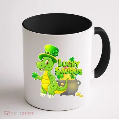 Lucky-Saurus St Patrick's Day Coffee Mug back