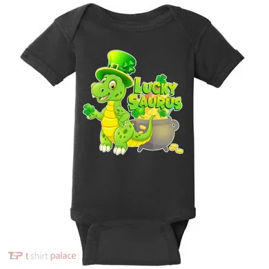 Lucky-Saurus St Patrick's Day Baby Bodysuit