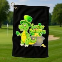 Lucky-Saurus St Patrick's Day Golf Towel thumb 1
