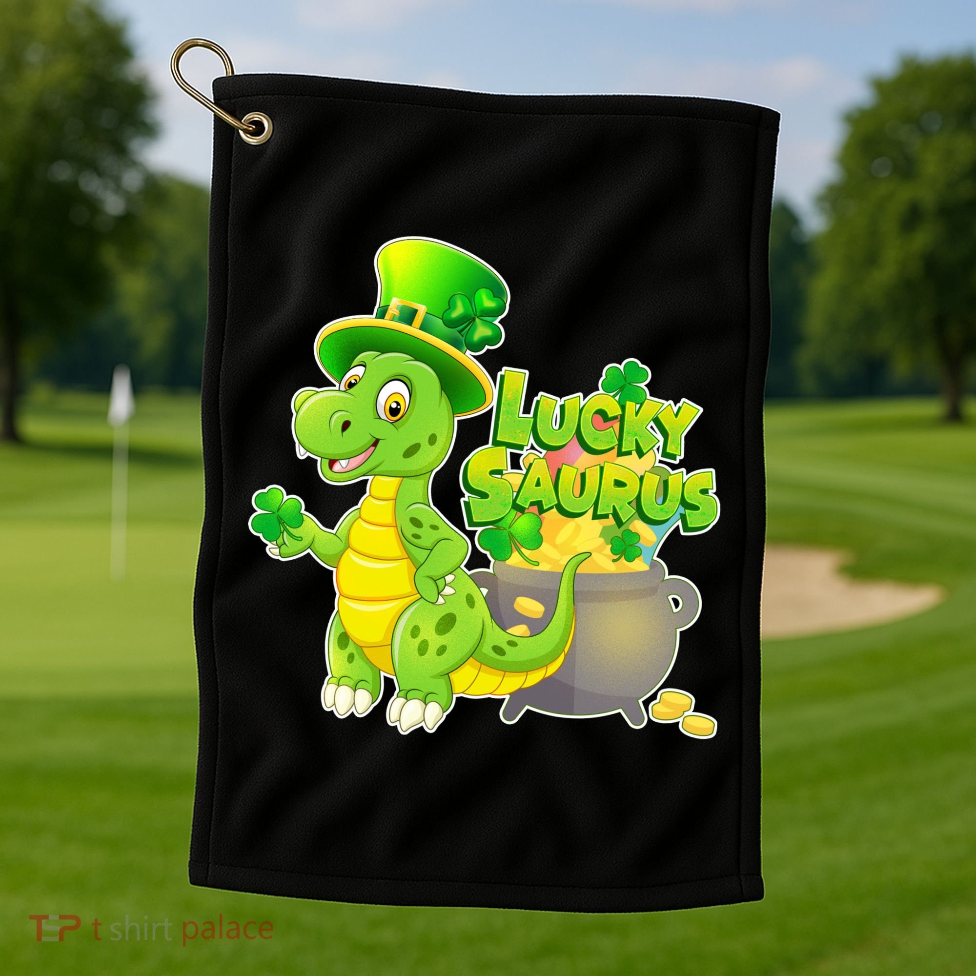 Lucky-Saurus St Patrick's Day Golf Towel
