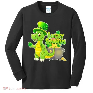 Lucky-Saurus St Patrick's Day Kids Long Sleeve Shirt