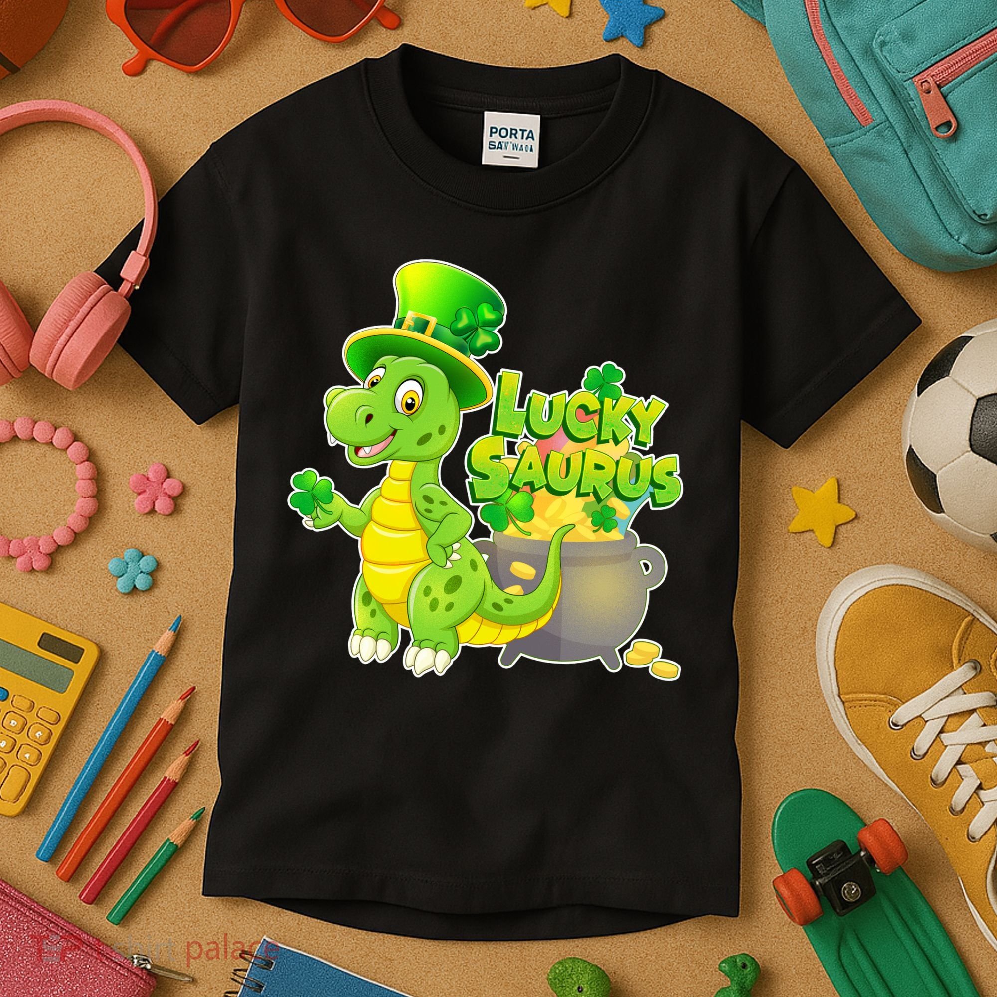 Lucky-Saurus St Patrick's Day Kids T-Shirt