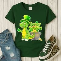 Lucky-Saurus St Patrick's Day Women's T-Shirt thumb 3