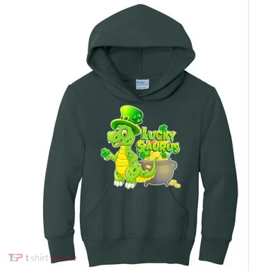 Lucky-Saurus St Patrick's Day Kids Hoodie
