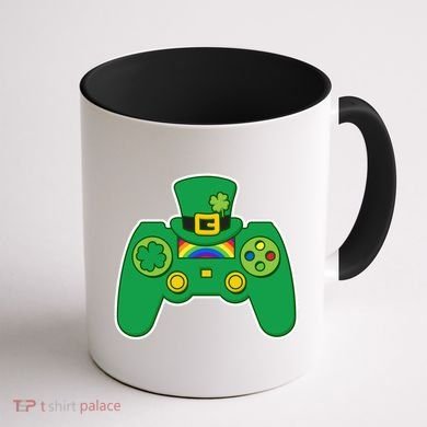 Lucky St Patrick's Day Video Game Controller Coffee Mug back
