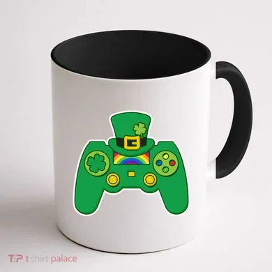 Lucky St Patrick's Day Video Game Controller Coffee Mug back