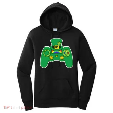 Lucky St Patrick's Day Video Game Controller Women's Hoodie