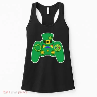 Lucky St Patrick's Day Video Game Controller Women's Tank Top