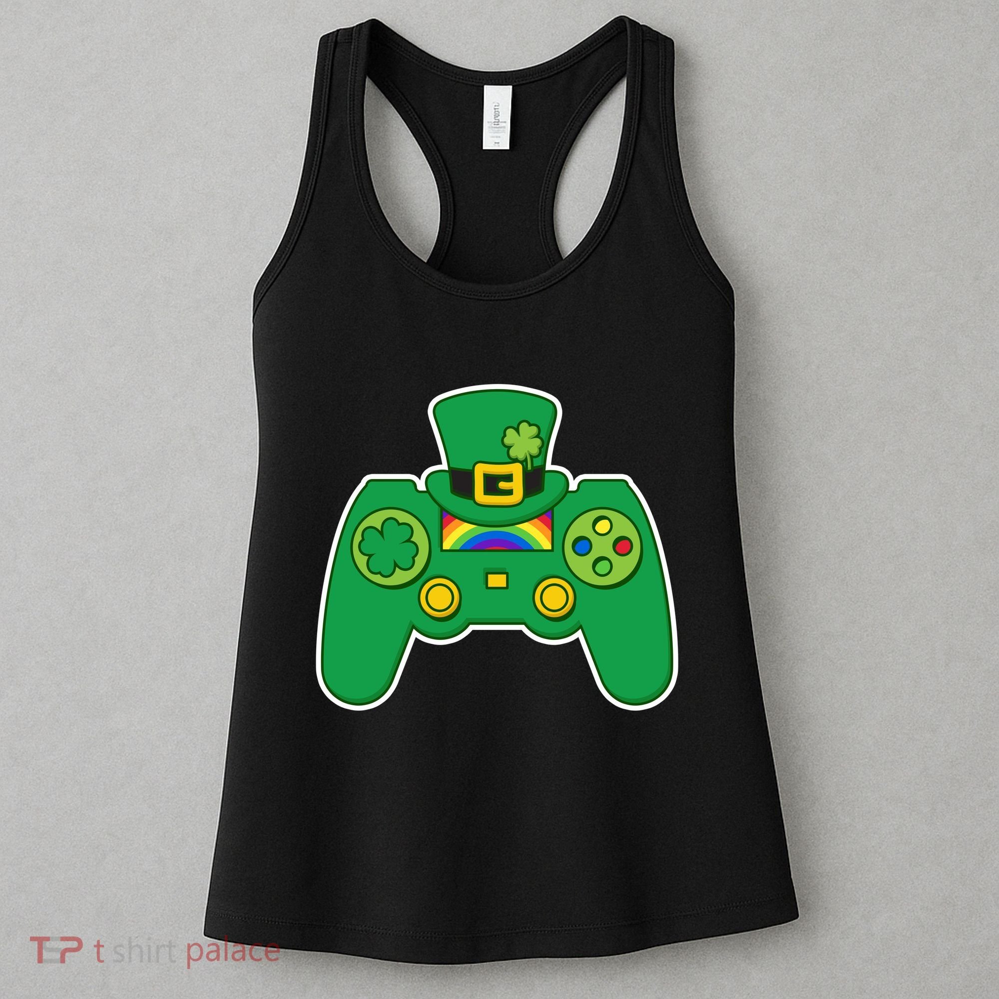 Lucky St Patrick's Day Video Game Controller Women's Tank Top