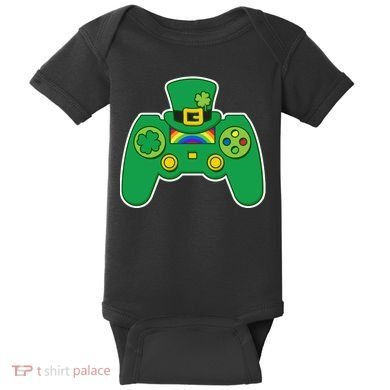 Lucky St Patrick's Day Video Game Controller Baby Bodysuit