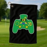 Lucky St Patrick's Day Video Game Controller Golf Towel thumb 1