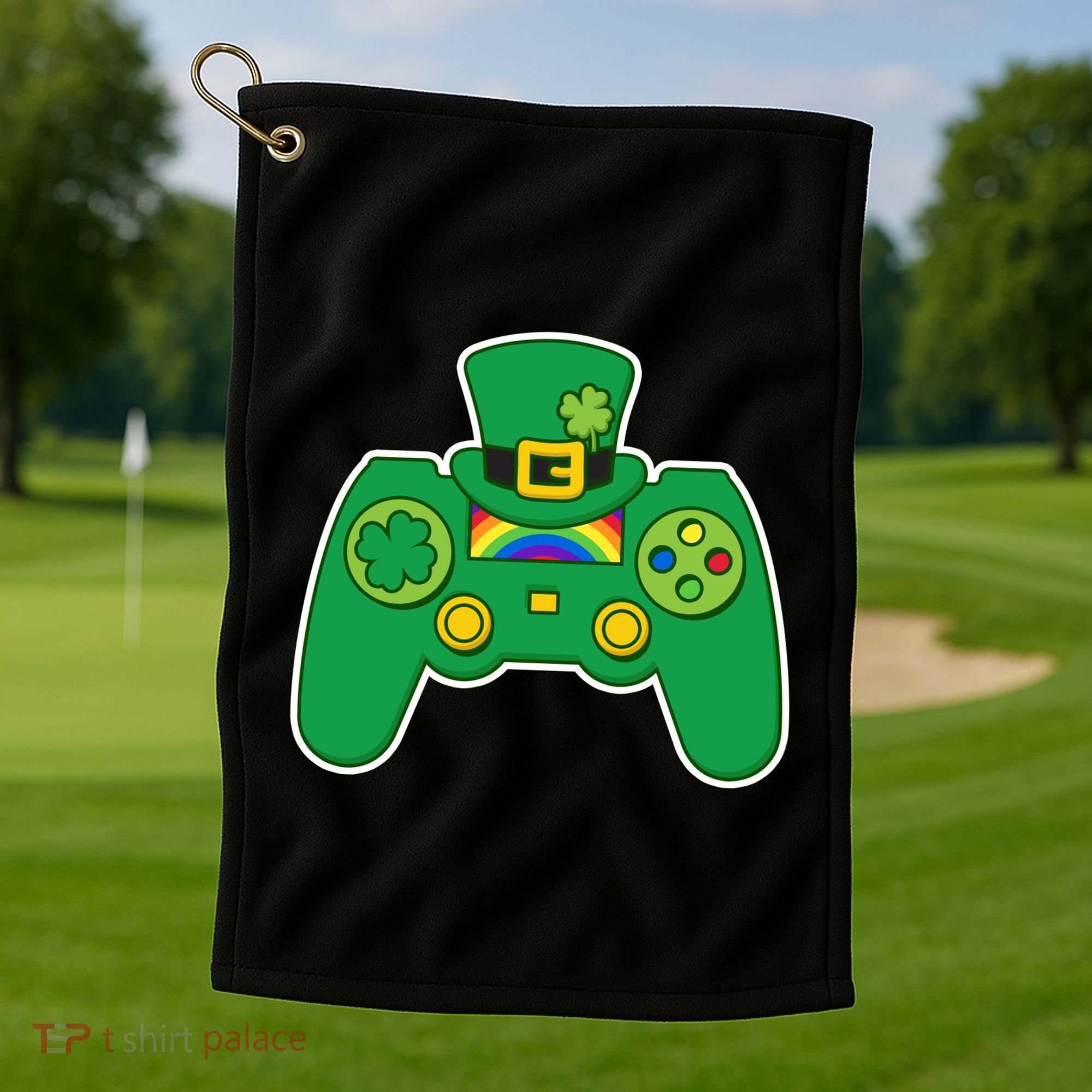 Lucky St Patrick's Day Video Game Controller Golf Towel