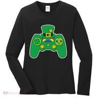 Lucky St Patrick's Day Video Game Controller Women's Long Sleeve Shirt thumb 0