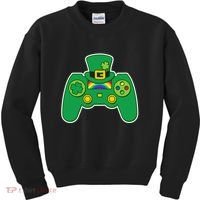 Lucky St Patrick's Day Video Game Controller Kids Sweatshirt thumb 0