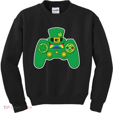 Lucky St Patrick's Day Video Game Controller Kids Sweatshirt