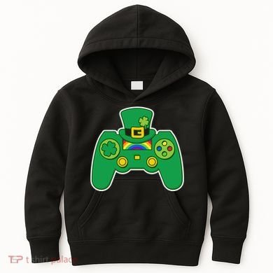 Lucky St Patrick's Day Video Game Controller Kids Hoodie