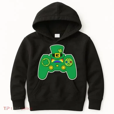 Lucky St Patrick's Day Video Game Controller Kids Hoodie