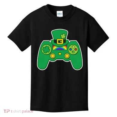 Lucky St Patrick's Day Video Game Controller Kids T-Shirt