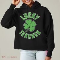 Lucky Teacher St. Patrick's Day Ladies Heavyweight Boxy Pullover Hoodie thumb 0