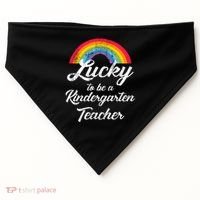 Lucky To Be A Kindergarten Teacher Cute Rainbow USA-Made Doggie Bandana thumb 0
