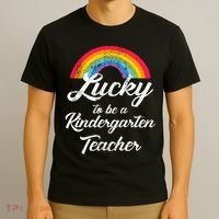 Lucky To Be A Kindergarten Teacher Cute Rainbow T-Shirt thumb 3