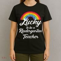 Lucky To Be A Kindergarten Teacher Cute Rainbow T-Shirt thumb 4