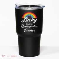 Lucky To Be A Kindergarten Teacher Cute Rainbow Tumbler thumb 0