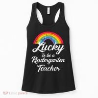 Lucky To Be A Kindergarten Teacher Cute Rainbow Women's Tank Top thumb 0