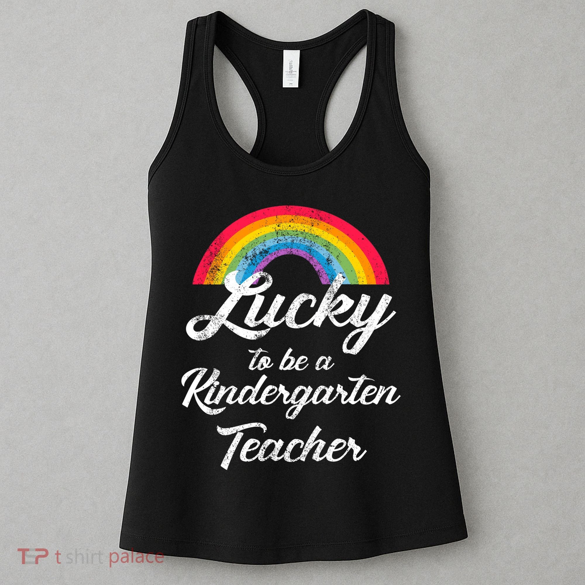Lucky To Be A Kindergarten Teacher Cute Rainbow Women's Tank Top