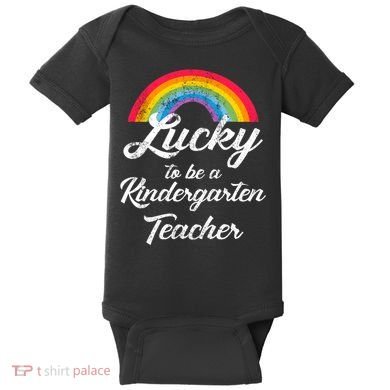 Lucky To Be A Kindergarten Teacher Cute Rainbow Baby Bodysuit