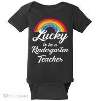 Lucky To Be A Kindergarten Teacher Cute Rainbow Baby Bodysuit thumb 0