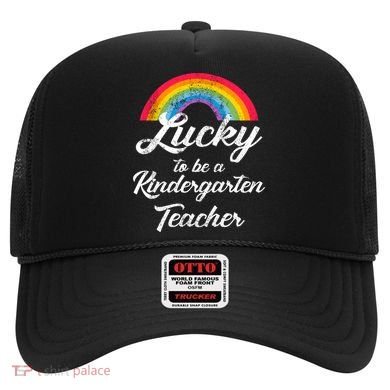 Lucky To Be A Kindergarten Teacher Cute Rainbow Hat