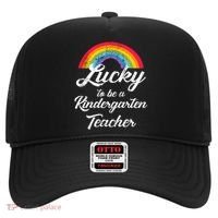 Lucky To Be A Kindergarten Teacher Cute Rainbow Hat thumb 0