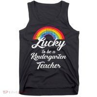 Lucky To Be A Kindergarten Teacher Cute Rainbow Tank Top thumb 0