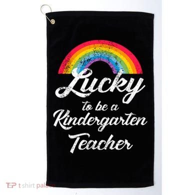 Lucky To Be A Kindergarten Teacher Cute Rainbow Golf Towel