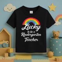 Lucky To Be A Kindergarten Teacher Cute Rainbow Toddler T-Shirt thumb 3