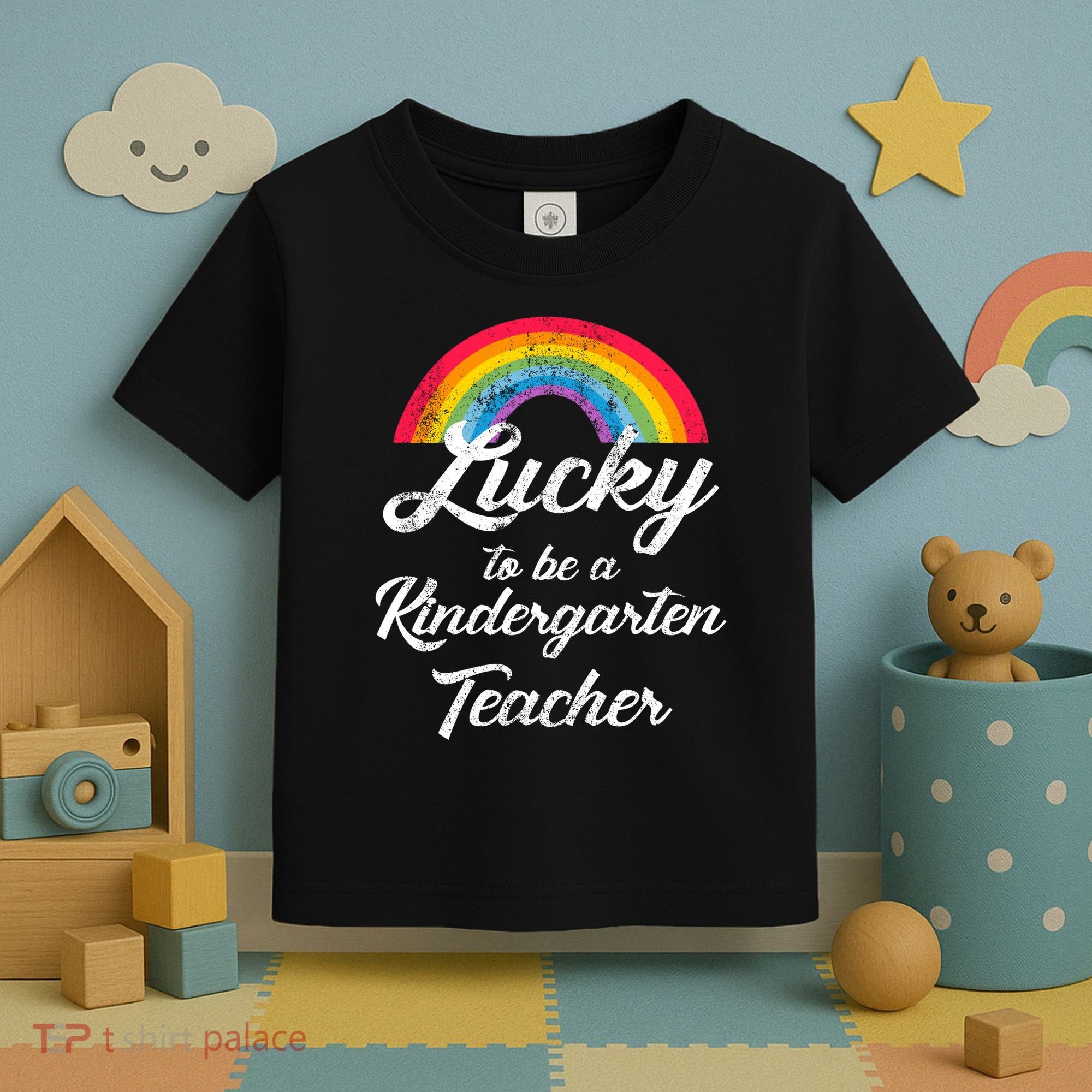 Lucky To Be A Kindergarten Teacher Cute Rainbow Toddler T-Shirt