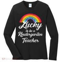 Lucky To Be A Kindergarten Teacher Cute Rainbow Women's Long Sleeve Shirt thumb 0