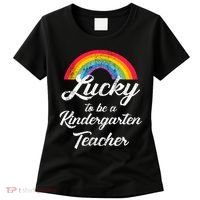 Lucky To Be A Kindergarten Teacher Cute Rainbow Women's T-Shirt thumb 0