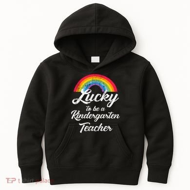 Lucky To Be A Kindergarten Teacher Cute Rainbow Kids Hoodie