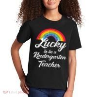 Lucky To Be A Kindergarten Teacher Cute Rainbow Kids T-Shirt thumb 2