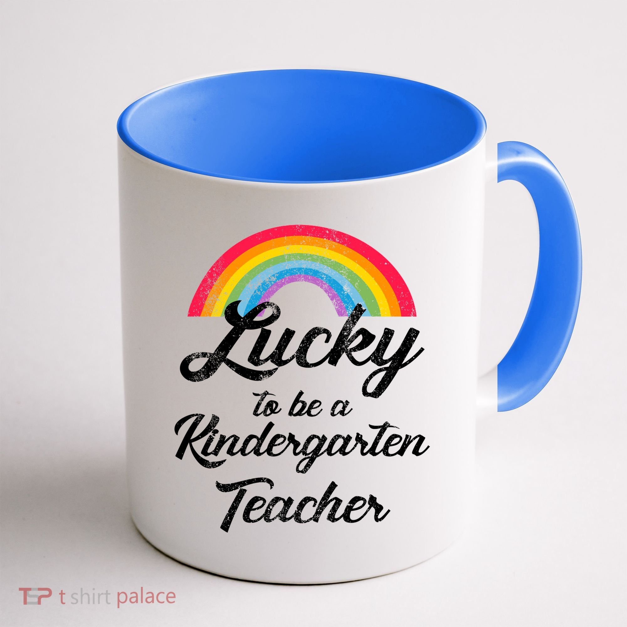 Lucky To Be A Kindergarten Teacher Cute Rainbow Coffee Mug