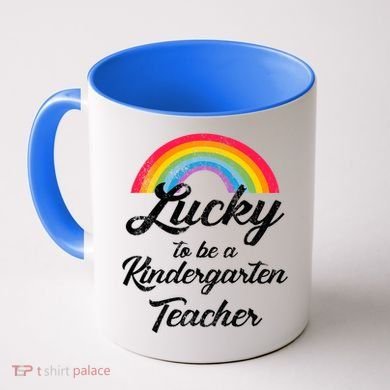 Lucky To Be A Kindergarten Teacher Cute Rainbow Coffee Mug